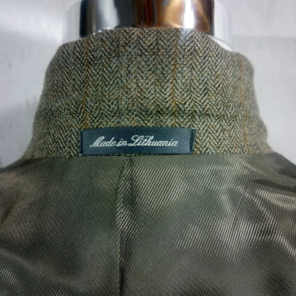 Oscar de la Renta 43R Brown Suit Blazer Sport Coat